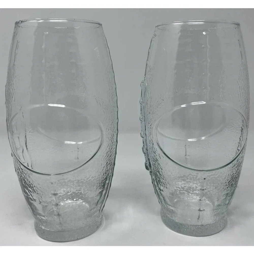 Football Shaped Textured Glass‎ 6 3/4